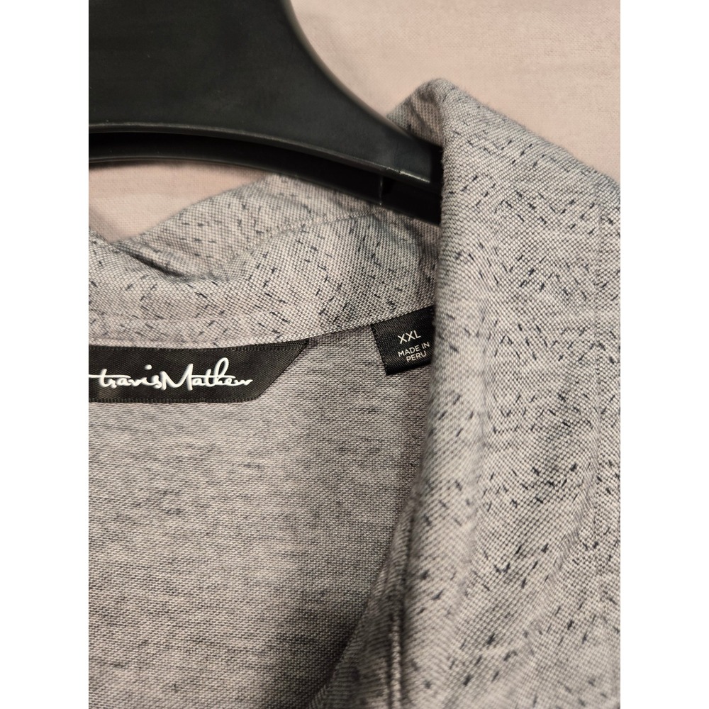 Travis Mathew Mens XXL Grey Geometric Print Short Sleeve‎ Golf Polo Shirt - Picture 4 of 12